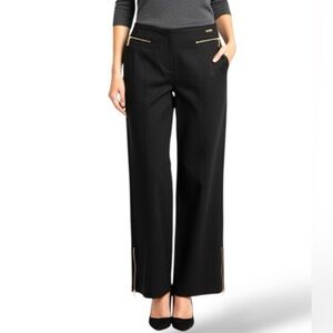 St. JOHN SPORT Black Cotton Wide Leg Casual Pants w/Zipper Detail Sz. 8